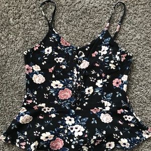 American Eagle Floral Peplum Tanktop